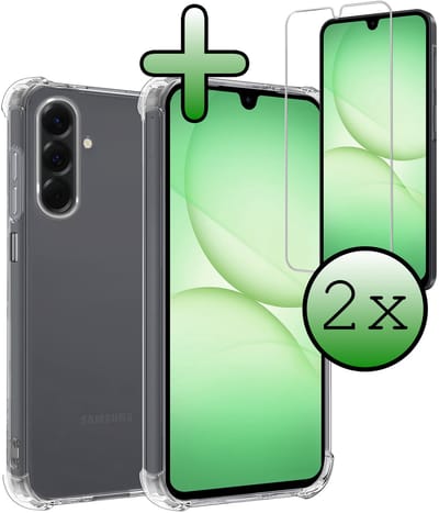 Hoesje Met Screenprotector - Geschikt voor Samsung Galaxy A17 - Sterk & Shockproof - Siliconen Case - Back Cover - Telefoon Hoes - Shock Proof - Transparant