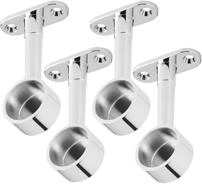 2 Paar (4s) Kastrailhouder voor 2 ronde garderobebuizen Ø 25 mm Chroom gepolijst hoogte verstelbaar 64 - 93mm Kledingstanghouder Kledingstanghouder Kaststanghouder van SOTECH