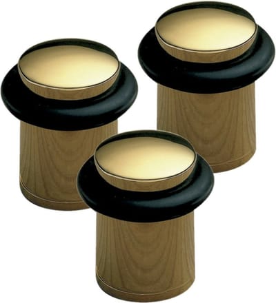AMIG Deurstopper/deurbuffer - 3x - D28mm - inclusief schroeven - goud