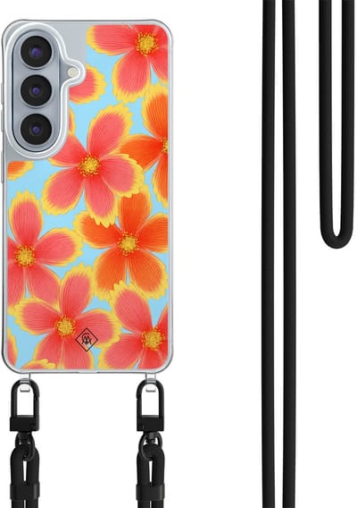 Casimoda® hoesje met zwart koord - Geschikt voor Samsung S26 - Happy Flora - Afneembaar koord - TPU/polycarbonaat - Multi