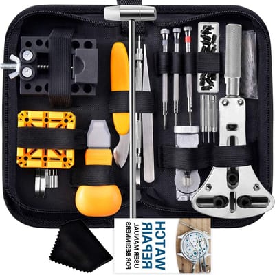 Complete Horloge Reparatieset met 187 Gereedschappen, Link Pin Verwijderaar en Achterdeksel Verwijderaar voor Horlogeband en Batterijvervanging