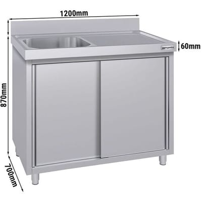 GGM Gastro Spülschrank ECO - 1200x700mm - mit 1 Becken links Zilver