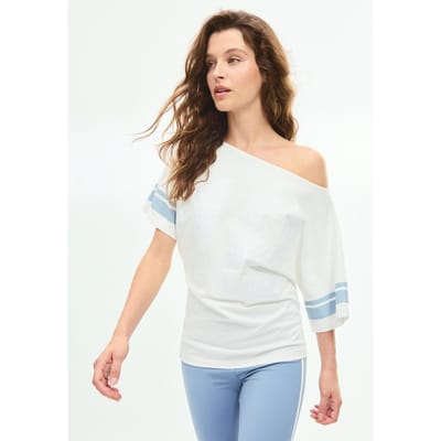 Stradivarius Asymmetrisch T-shirt met borduurwerk  Ecru XS