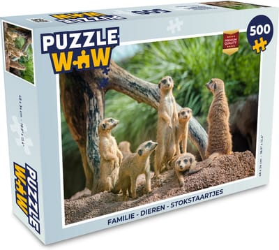 Puzzel Familie - Dieren - Stokstaartjes - Legpuzzel - Puzzel 500 stukjes