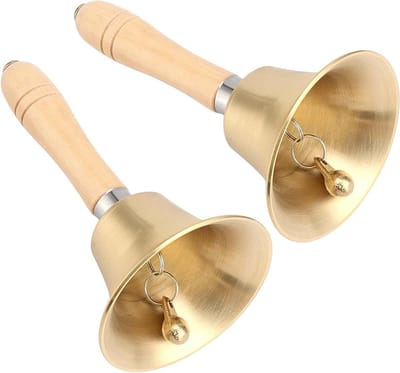 Messing Handklokken - Oproepbel Servicebel - Aandacht Trekken - Dubbel Materiaal - 15 x 8 cm - Goud