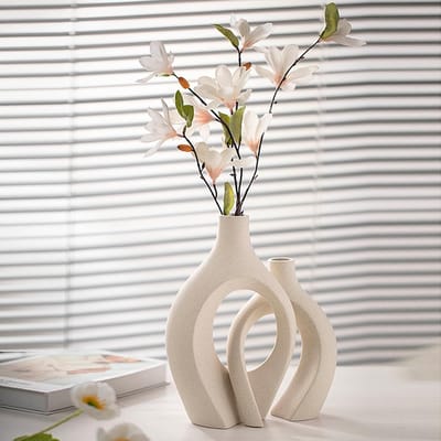 Dailygoods- Vaas Keramisch - Decoratieve Vaas - Moderne Vazen - Scandinavisch Design - Boho Stijl - Voor Binnen Decoratie - Bloemenvase
