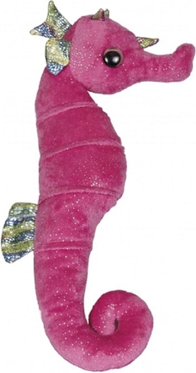Ravensden zeepaardje knuffel - roze glitters - 35 cm - zeedieren - pluche