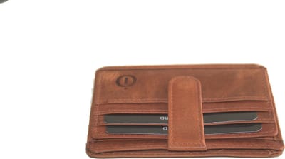 Oi retro oranje - cognackleurig leren pasjeshouder / dun pasjesmapje afsluitbaar met extra vak / veilig creditcardmapje met 2 grote zichtvensters / SFID SAFE / retro camel kleurig leer / 561Orange NR