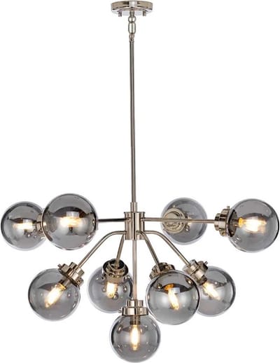Landelijke Kroonluchter - Steady Lighting - Metaal - Landelijk - E14 - L: 88cm - Voor Binnen - Woonkamer - Eetkamer - Zilver