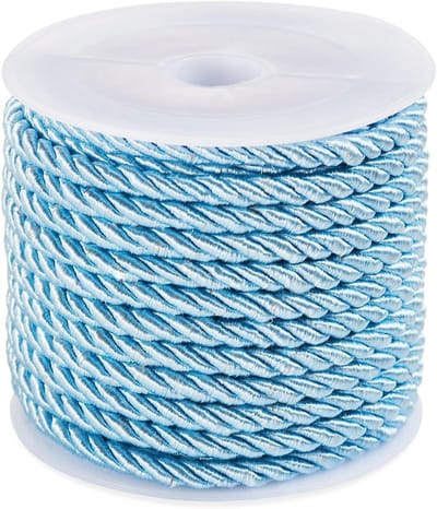 5m Gedraaid Koord 3mm Polyester Touw 3-Laags Blauw Vlechtkoord voor Gordijnstrik, Tas Trekkoord en Huisdecoratie