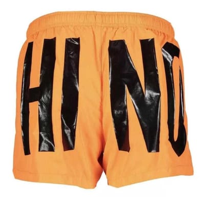 Moschino Heren Polyester Zwemshort met Logo (Licht Oranje)