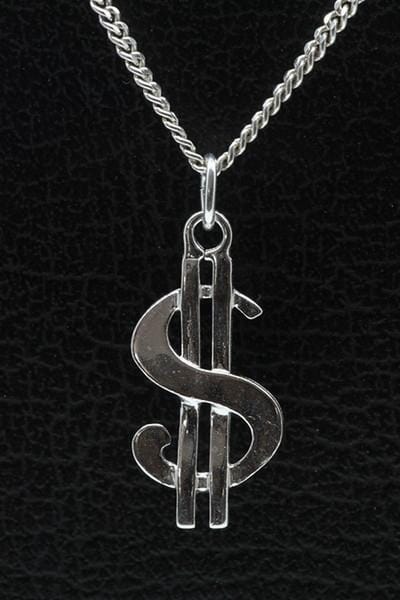 Zilveren Dollarteken ketting hanger
