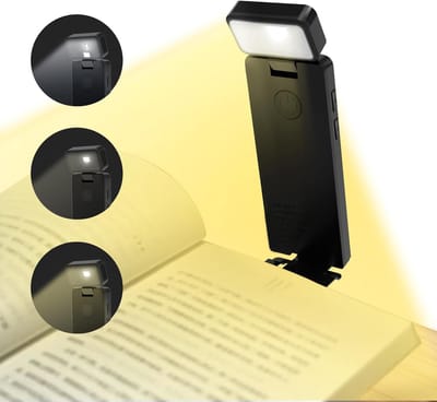 KZQ Leeslamp Oplaadbaar USB C Clip Boeklamp met 3 Amberkleuren en 5 Helderheidsstanden voor Bed Nachtlampje Zwart