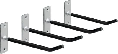 Set van 4 wielhangers voor aan de muur | Ideaal voor het opbergen van banden + velgen, alleen banden of alleen velgen | Maximaal draagvermogen: 40 kg per haak | Stalen haken met antislip- en krasbestendige pvc-coating ter bescherming van de velg