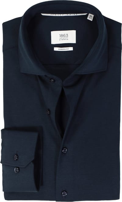 ETERNA modern fit overhemd - jersey heren overhemd - donkerblauw - Strijkvriendelijk - Boordmaat: 48 (EU maat: 3XL)