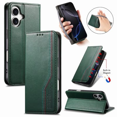 Praktische en Stijlvolle PU Leren Portemonnee Hoes voor iPhone 17 _ Groen