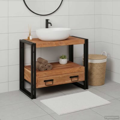 vidaXL - Wastafel - Kast - Bruin - 71 - x - 33 - x - 58 - cm - Massief - Acacia - Hout
