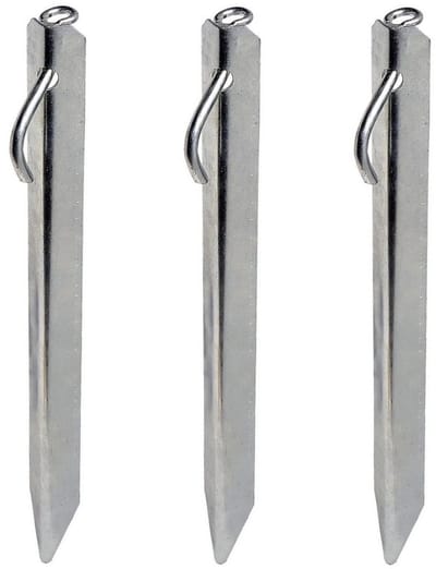 Umefa Stormbandharing strong - 3x - extra sterke grondpen/haring - 38 cm - met oog en haak - voor tenten, luifels en stormbandsets - tentharing