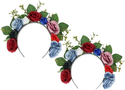 Fiestas Guirca Day of the Dead verkleed diadeem - gekleurde bloemen - dames - tiara - Halloween