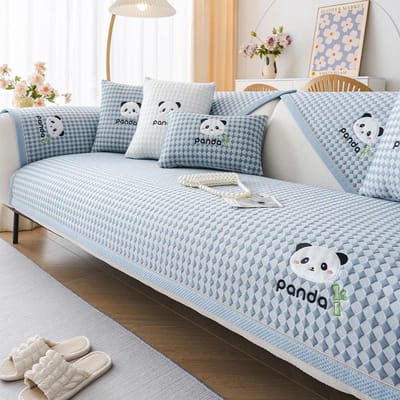 Alle Seizoenen Modern Eenvoudig Antislip Koud Bankovertrek hoezen voor bank Panda Borduurwerk Bank Kussenhoes Zitkussen 30x50 pillowcase 1pc