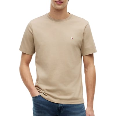 Tommy Hilfiger Flag Embroidery T-shirt Batique Khaki Taglia: M | Magliette basic Outlet | Uomo | Marrone
