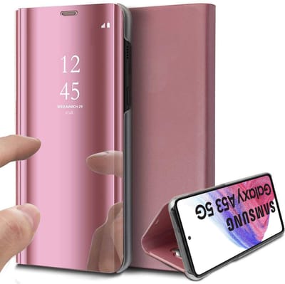 Hoesje geschikt voor Samsung Galaxy A53 - Book Case Spiegel Wallet Cover Hoes Roségoud