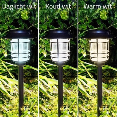 Solar priklamp buiten 'Link' - Set van 4 stuks - Linkbaar - Met bewegingssensor - Zwart - Instelbaar wit licht (3000K - 5000K) - IP44 - 300 lumen - Tuinverlichting op zonne-energie