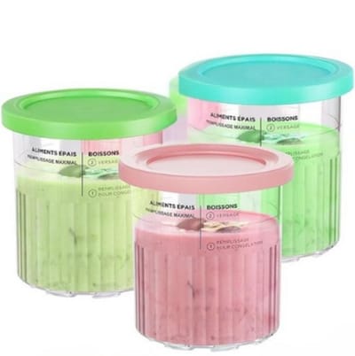 Bekers geschikt voor Ninja Creami Deluxe ijsmachine, Extra Bekers, Bakjes & Deksels - 3 stuks - containers compatibel met NC501EU & NC500EU Serie - BPA-vrij, vaatwasmachinebestendig, diverse kleuren