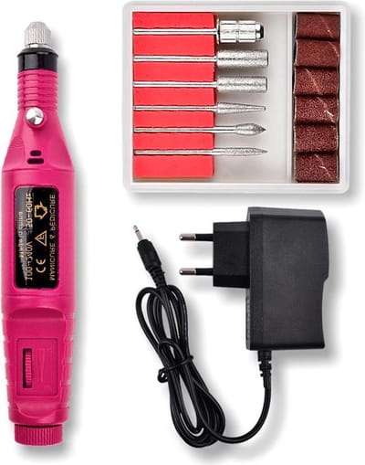 Han-Bar® Nagelfrees Roze | 6 Opzetstukken | 20.000 RPM | Professionele Elektrische Nagelfrees (voor thuisgebruik)
