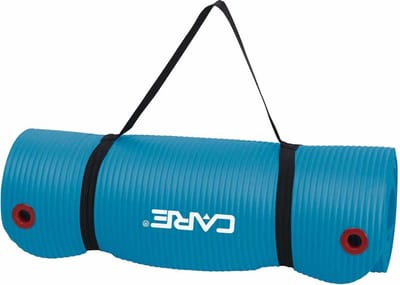 Care Fitness Yogamat Blauw - 183 X 61 X 1,5 Cm - Ophangbaar en Oprolbaar