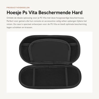Dailygoods- Hoesje PS Vita - Waterdichte/Schokbestendige Beschermcase - Draagtas voor Console - Compact - Opbergruimte voor Accessoires - Zwart - Opbergtas