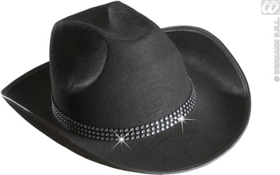 Cowboyhoed zwart met strass band