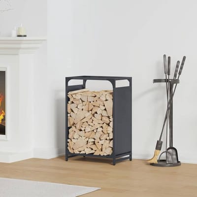 Brandhoutrek - Haardhout opslag - Open haard - Koudgewalst staal - 44 x 28 x 65 cm - Antraciet