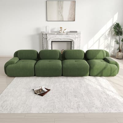 4-zits zachte corduroy sofa stof - frameloze sofa - huisdiervriendelijk en ergonomisch - slaapkamer en kantoor - groen