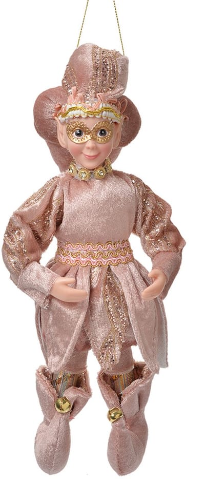 Clayre & Eef Decoratie Hanger Elf 10x8x28 cm Roze Textiel