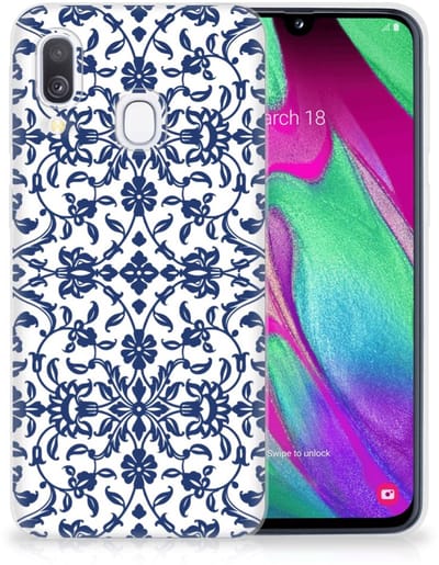 Samsung Galaxy A40 TPU Case Flower Blue