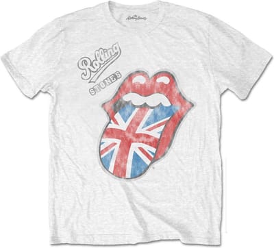 The Rolling Stones - Vintage British Tongue Heren T-shirt - L - Wit