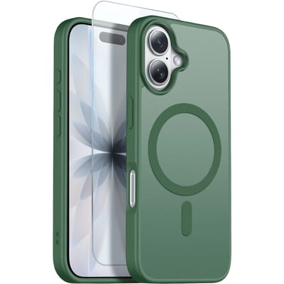 Northjo 2-in-1 iPhone 17 Hoesje – Shockproof, MagSafe + Screenprotector Groen