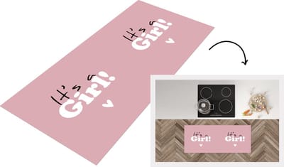 Keukenloper - Loper keuken - Zwangerschap aankondiging - Meisje - Babyshower - It's a girl - Baby shower - Spreuken - 120x50 cm - Keukenloper vinyl