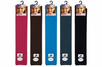 Junior - 90% coton + 5% polyamide + 5% élasthanne - naadloos - overknee junior - 5 paar - roze - bruin - blauw - grijs - zwart - maat 35/38