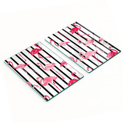Keukenplanken van gehard glas met flamingostrepen, 2x40x52 cm
