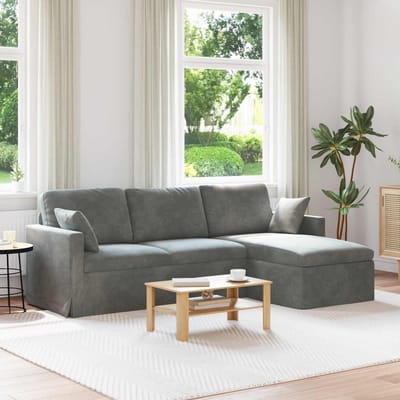 vidaXL - Bank - Donkergrijs - 228 - x - 134 - x - 80 - cm - Fluweel