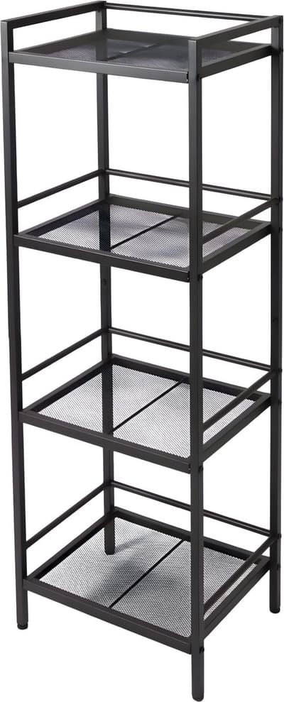 Opbergrek - Voor badkamer en keuken - 4-laags vrijstaand hoekrek en display voor planten - [materiaal niet gespecificeerd] - Zwart-4 Tier