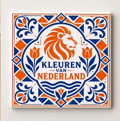 Nederland Decoratieve Keramische Tegel – Leeuw Holland Design – Blauw Oranje Wanddecoratie Tegel – Vaderlands Cadeau voor Huisdecoratie