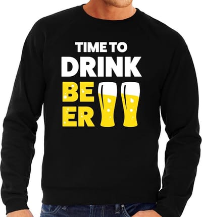 Time to drink Beer tekst sweater zwart heren - heren trui Time to drink Beer S