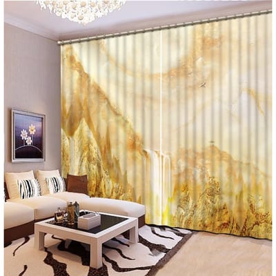 Sculpture de Jade Chinois Fleurs de Pivoine Design 3D Luxe Fille Rideaux de Fenêtre pour Salon Chambre Décoration Intérieure 2 pièces Livraison Gratuite W120H60(CM)x1PC&Grommet Top beige