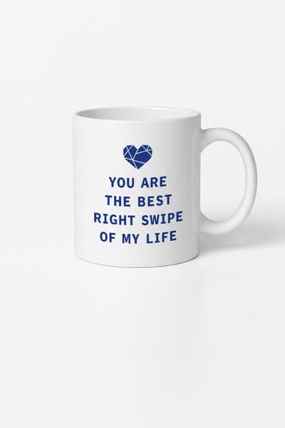 Mok 'Jij bent de beste juiste swipe van mijn leven' met Hart Design | Romantisch Cadeau
