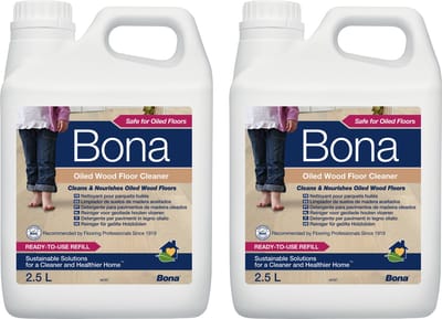 Bona Geoliede Houten Vloer Reiniger - 2 x 2,5 Liter Multipack - Vloerzeep - Streeploos - Sneldrogend