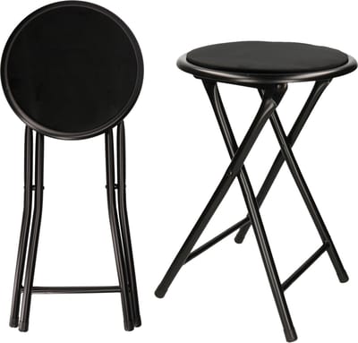 Excellent Houseware - bijzet krukje/stoel - 2x - Opvouwbaar - zwart