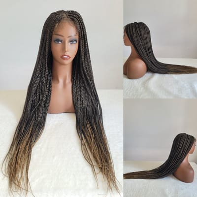 30 Inch Lange Synthetische - ombre pruik honing blonde en zwart kleur 1b/27 -Gevlochten pruik- vlechten Pruiken Extension Volledige Pruik 4x4 lace closure